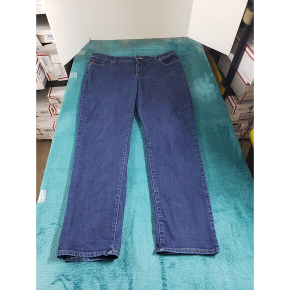 Chicos Jeans 3 US Size 16 Womens Blue Stretch Pants Denim Mid Rise Slim Straight - Picture 1 of 12
